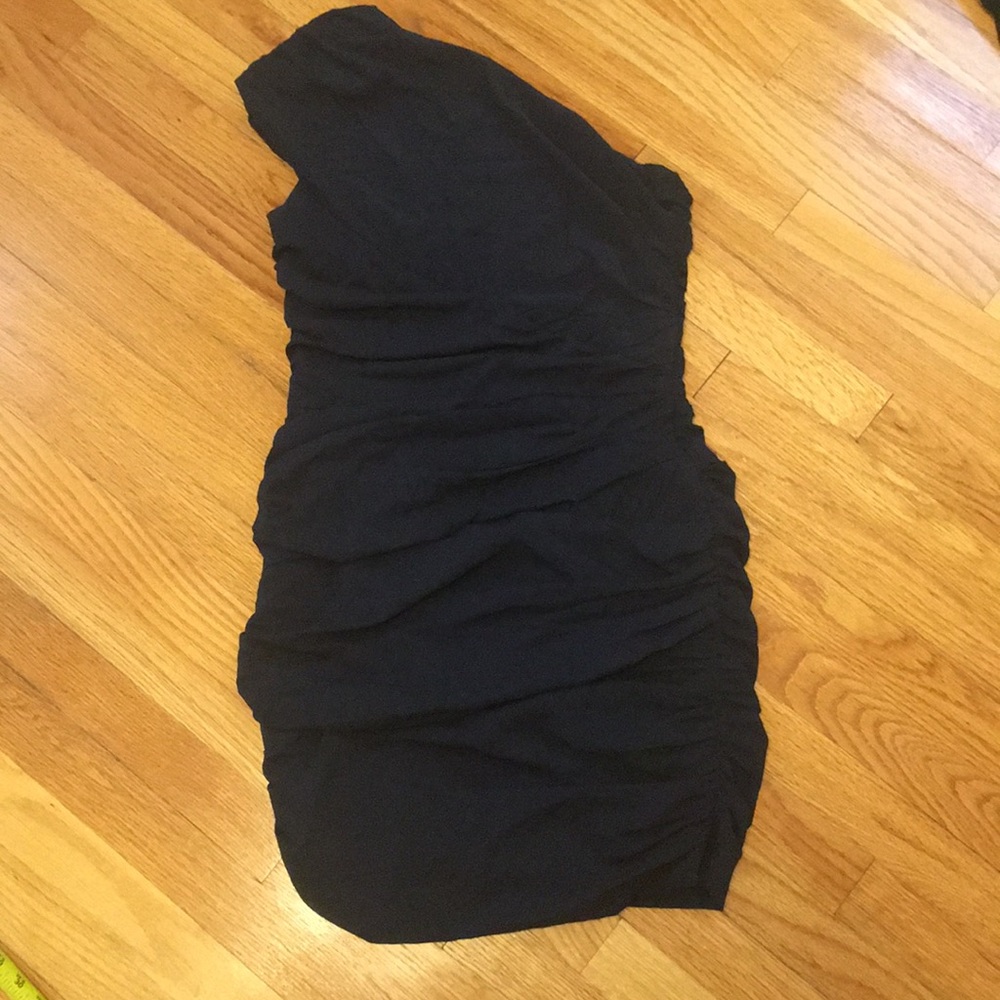 Navy one shoulder shirt dress!! EUC